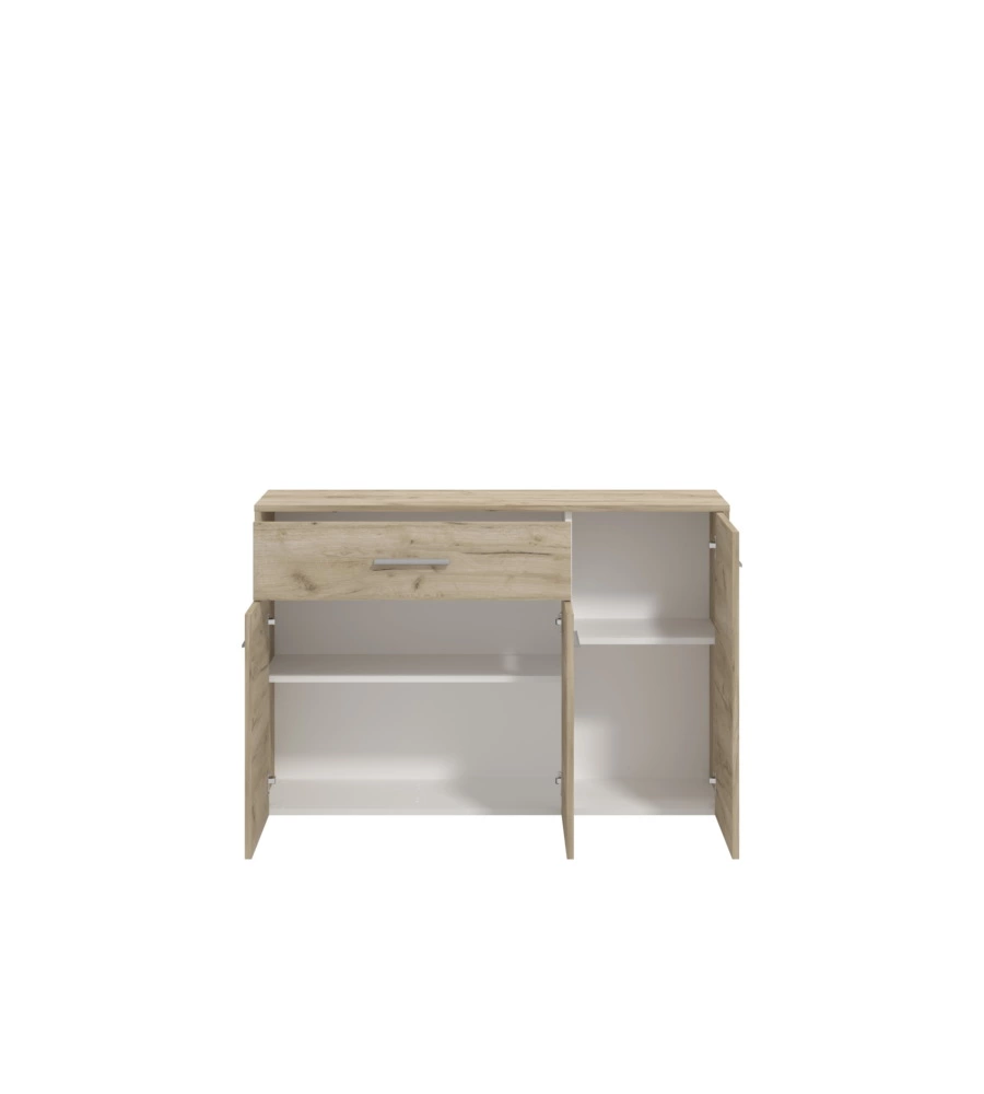 Credenza "girona" 3 ante e 1 cassetto quercia, 119x33x80,5 cm